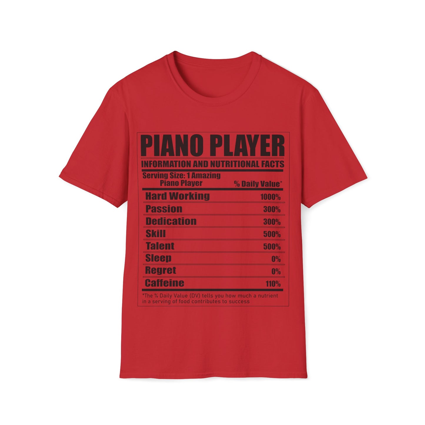 Piano Player Nutritional Facts T-Shirt