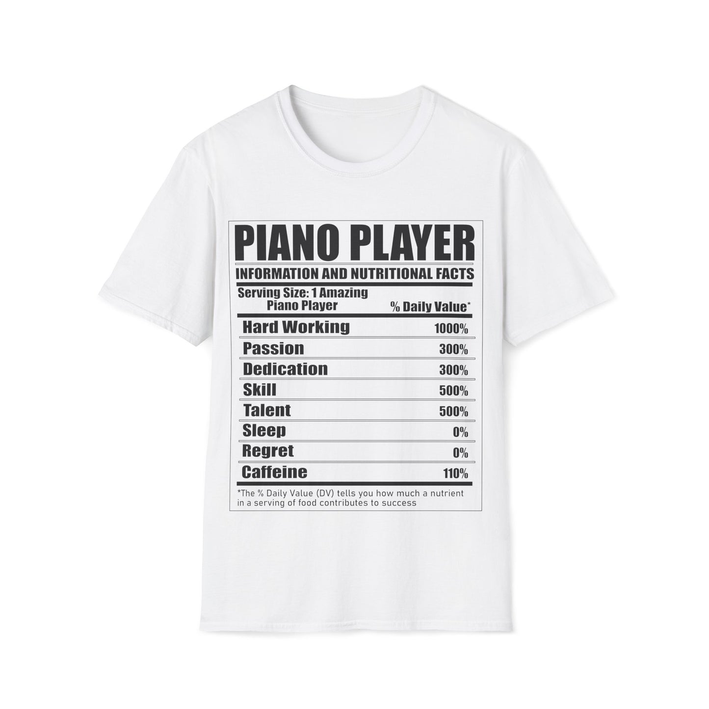 Piano Player Nutritional Facts T-Shirt