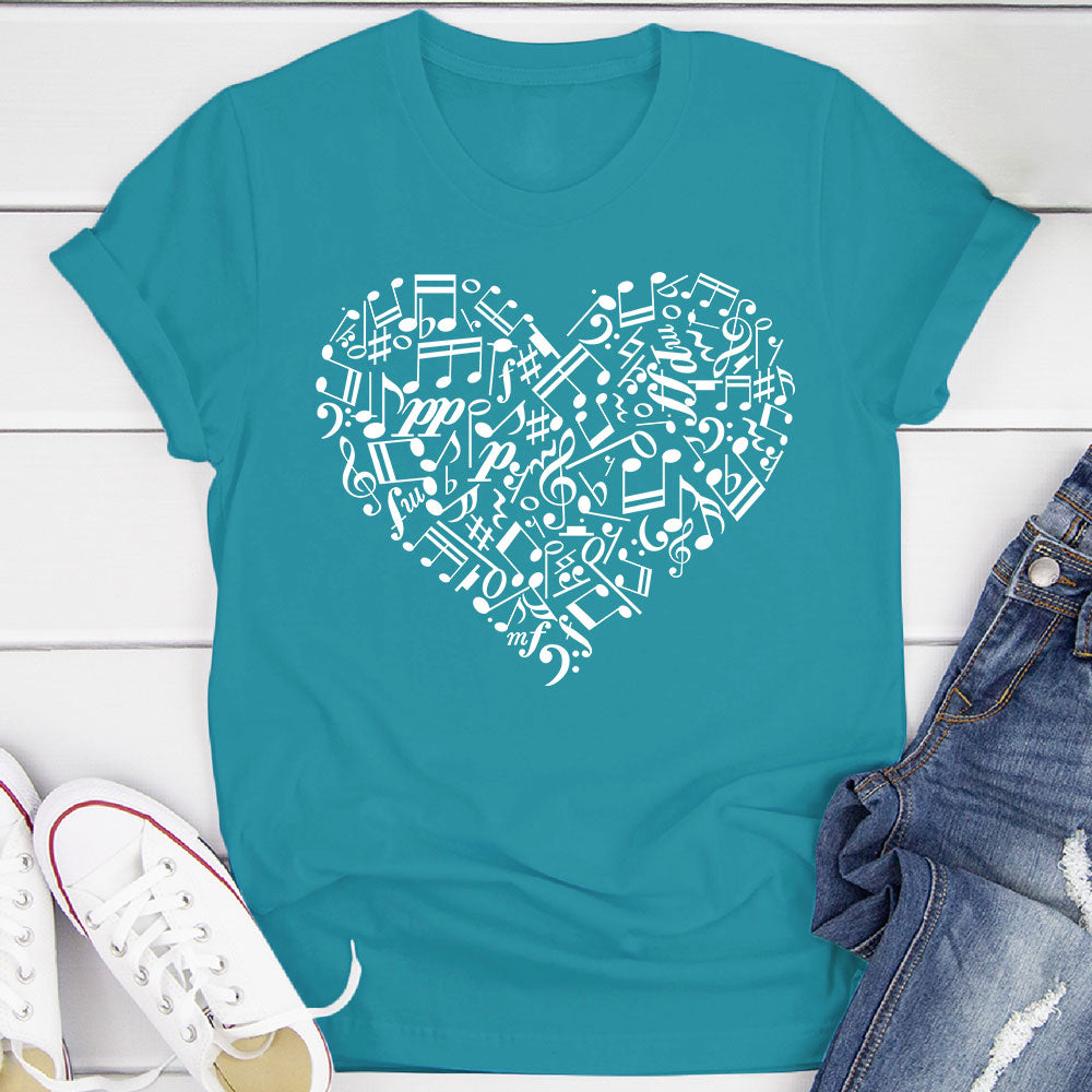 Heart Shape Music Notes T-Shirt