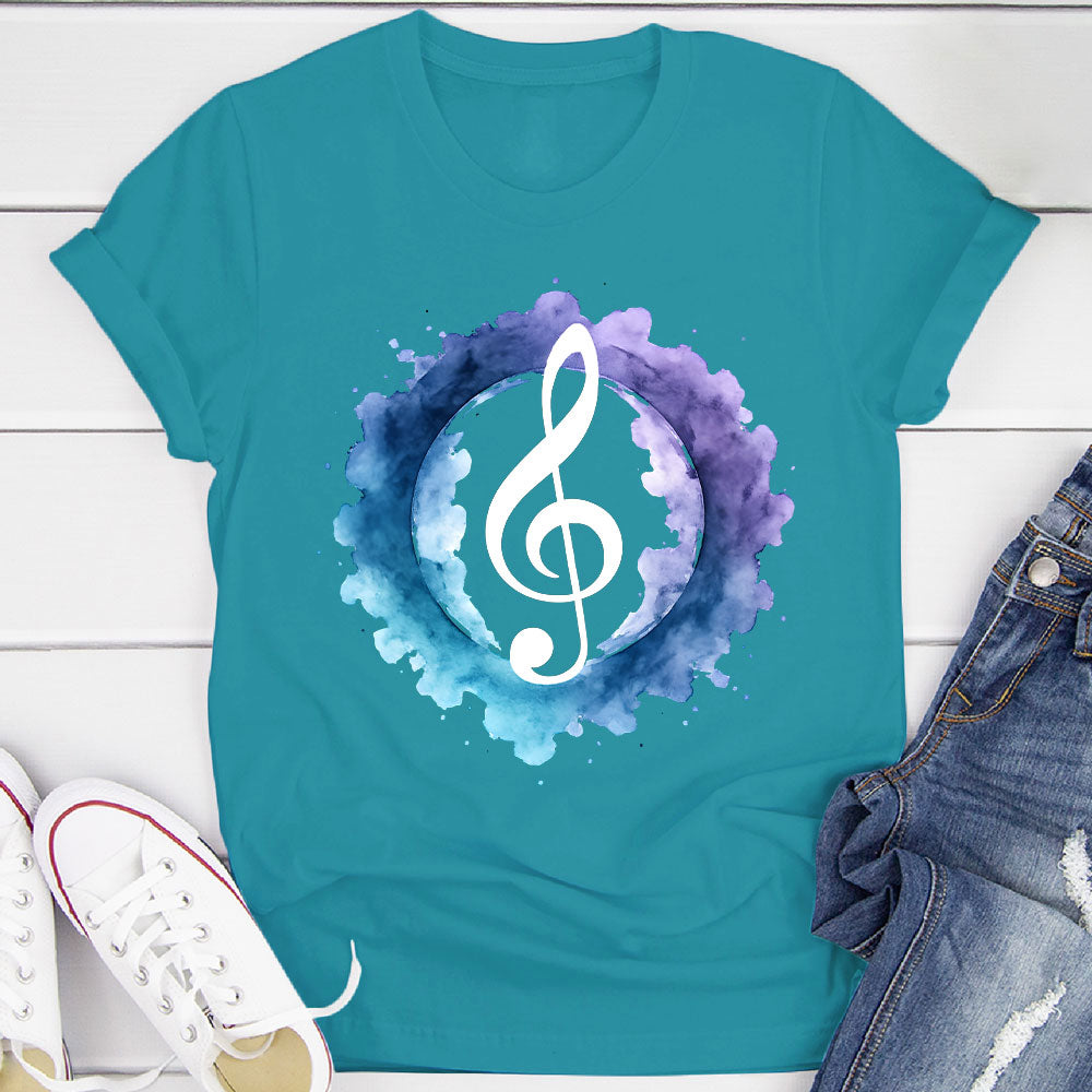 Indigo Watercolor Splash Treble Clef T-Shirt
