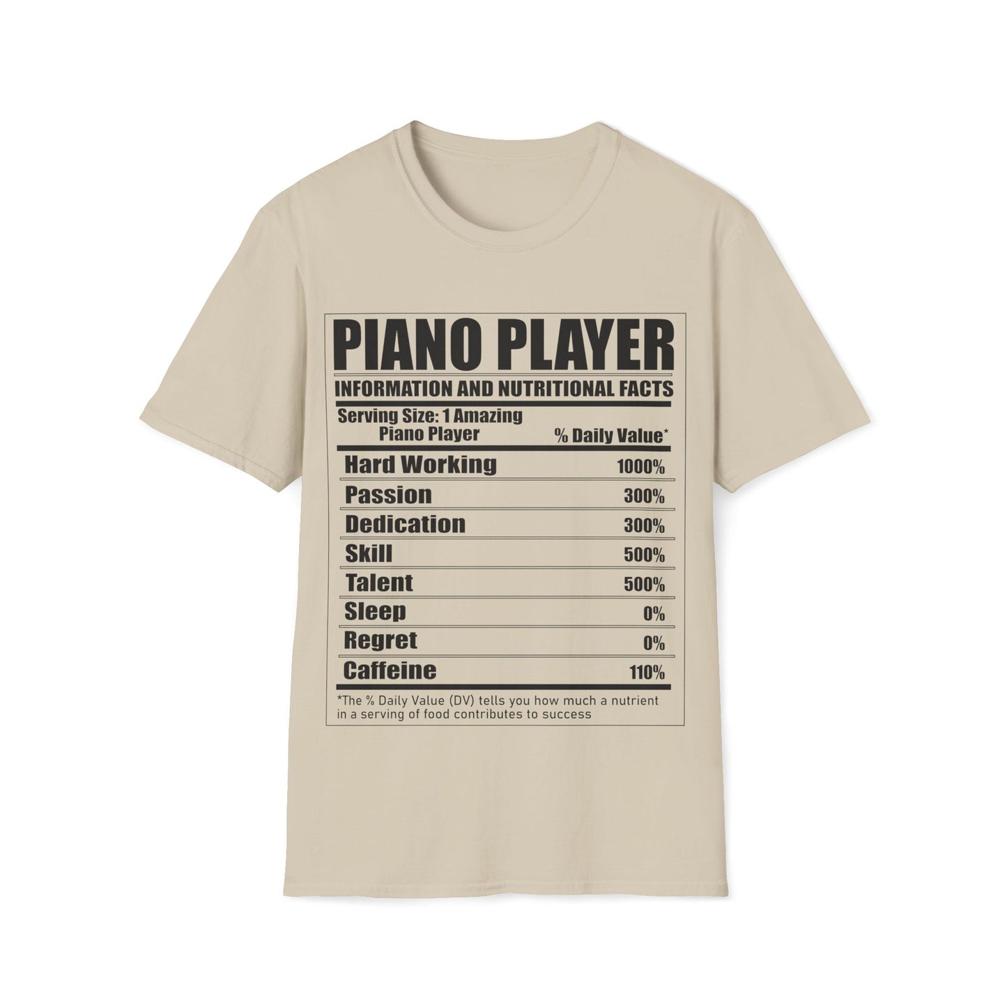 Piano Player Nutritional Facts T-Shirt