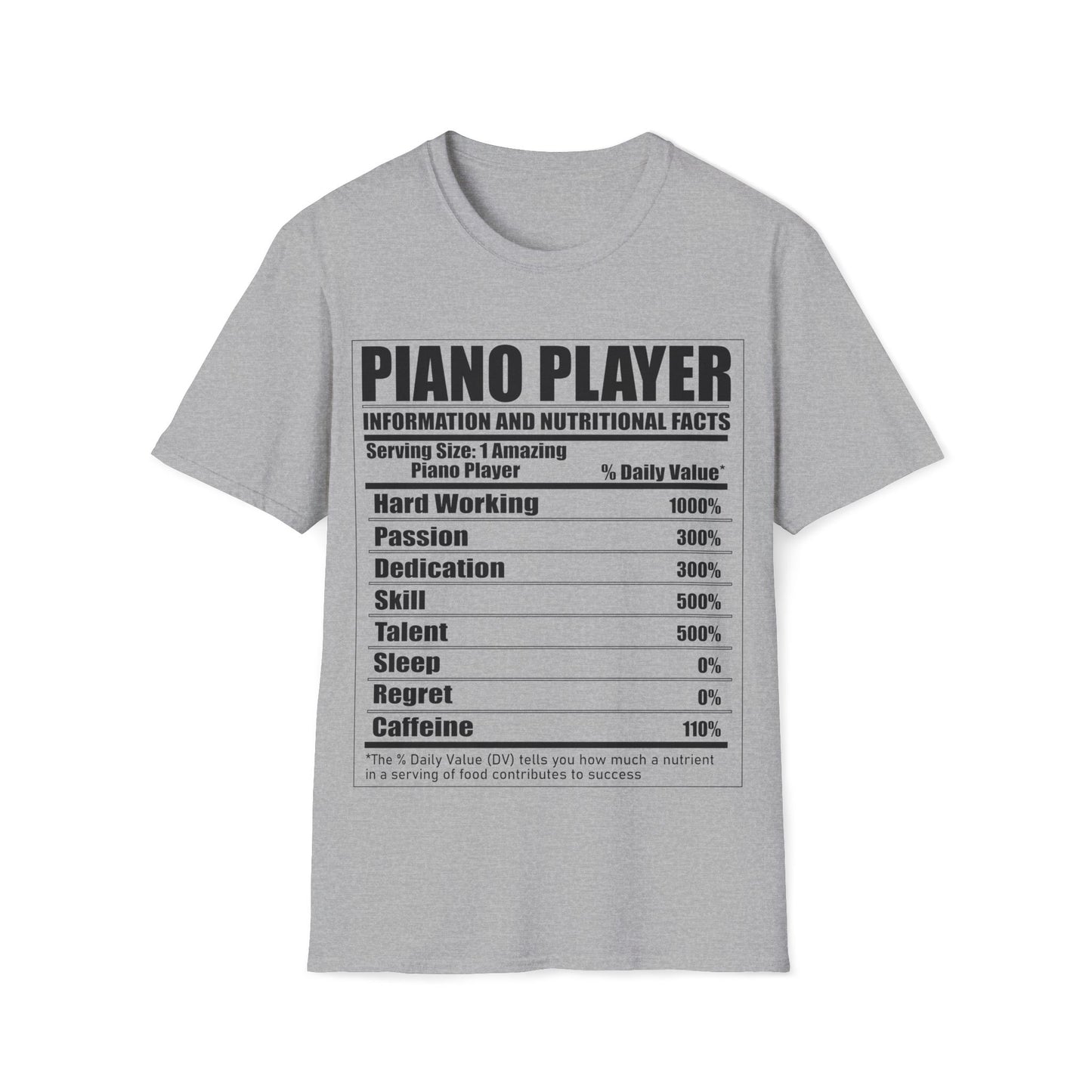 Piano Player Nutritional Facts T-Shirt