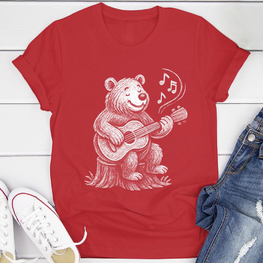 Joyful Bear Playing Guitar T-Shirt