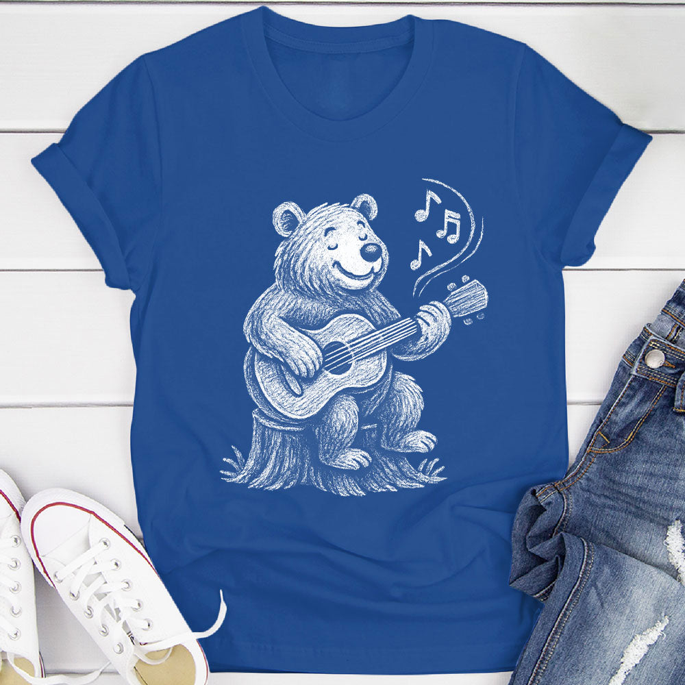 Joyful Bear Playing Guitar T-Shirt