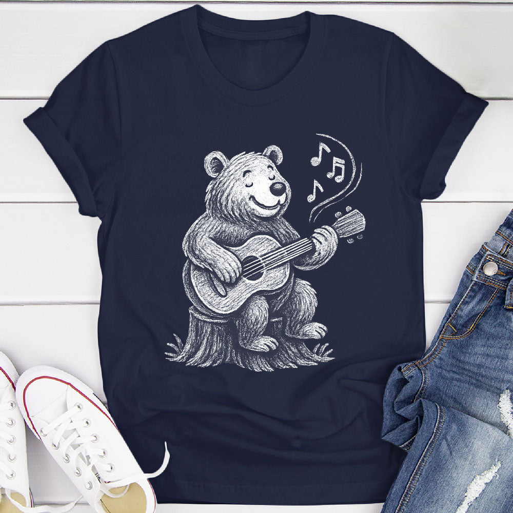 Joyful Bear Playing Guitar T-Shirt