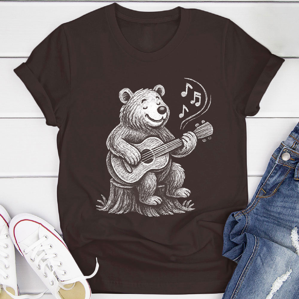Joyful Bear Playing Guitar T-Shirt