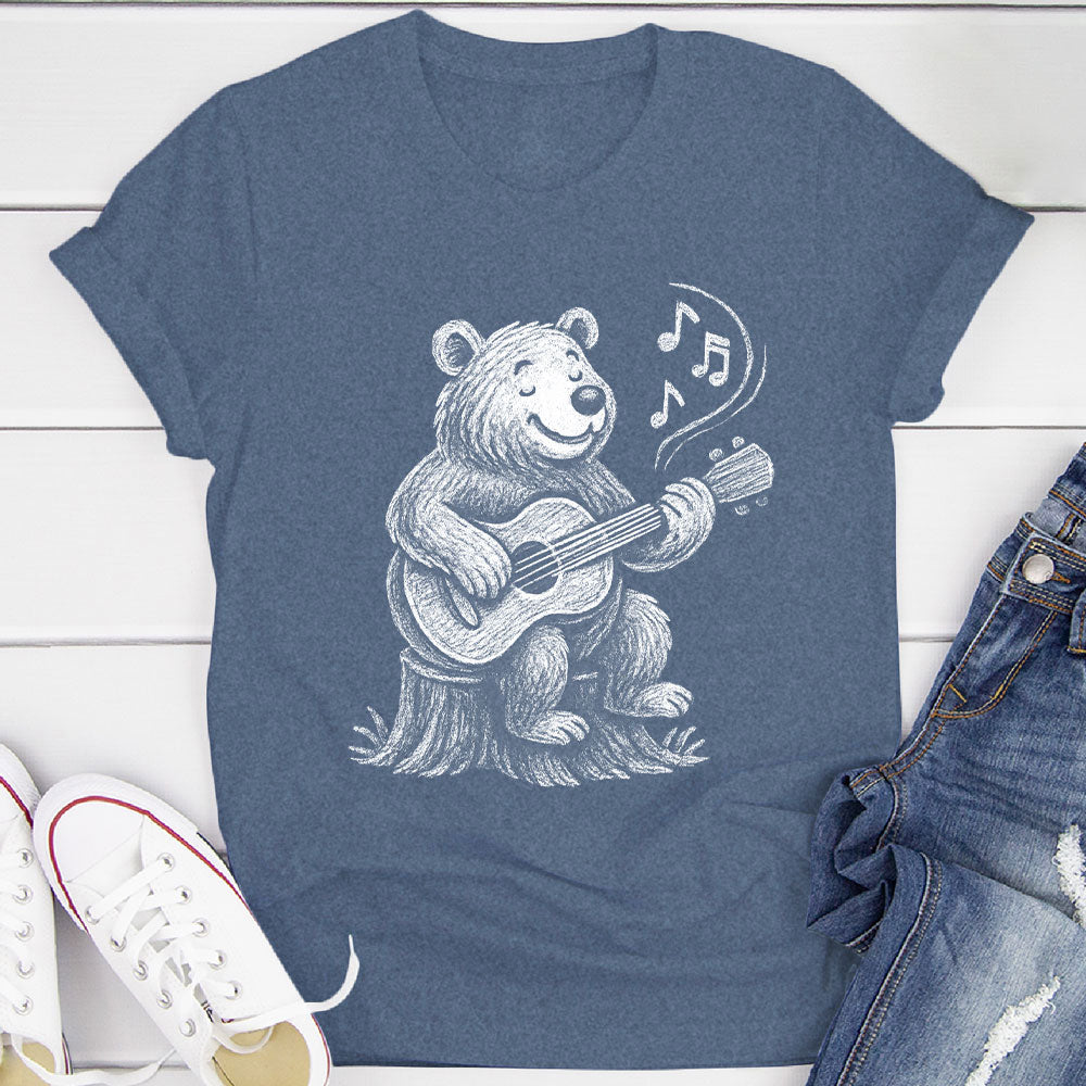 Joyful Bear Playing Guitar T-Shirt