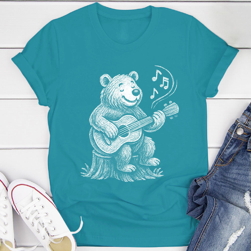 Joyful Bear Playing Guitar T-Shirt
