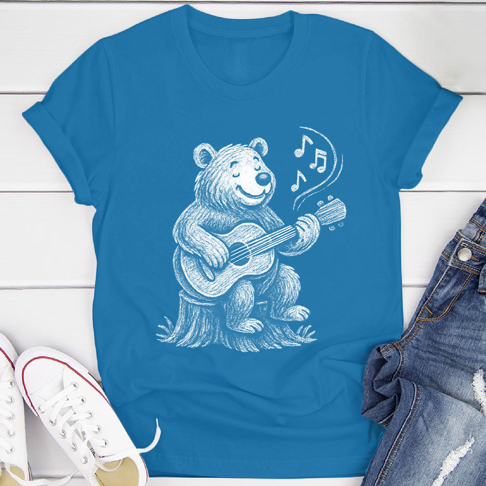 Joyful Bear Playing Guitar T-Shirt