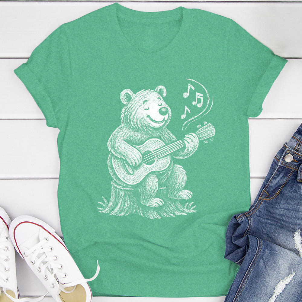 Joyful Bear Playing Guitar T-Shirt