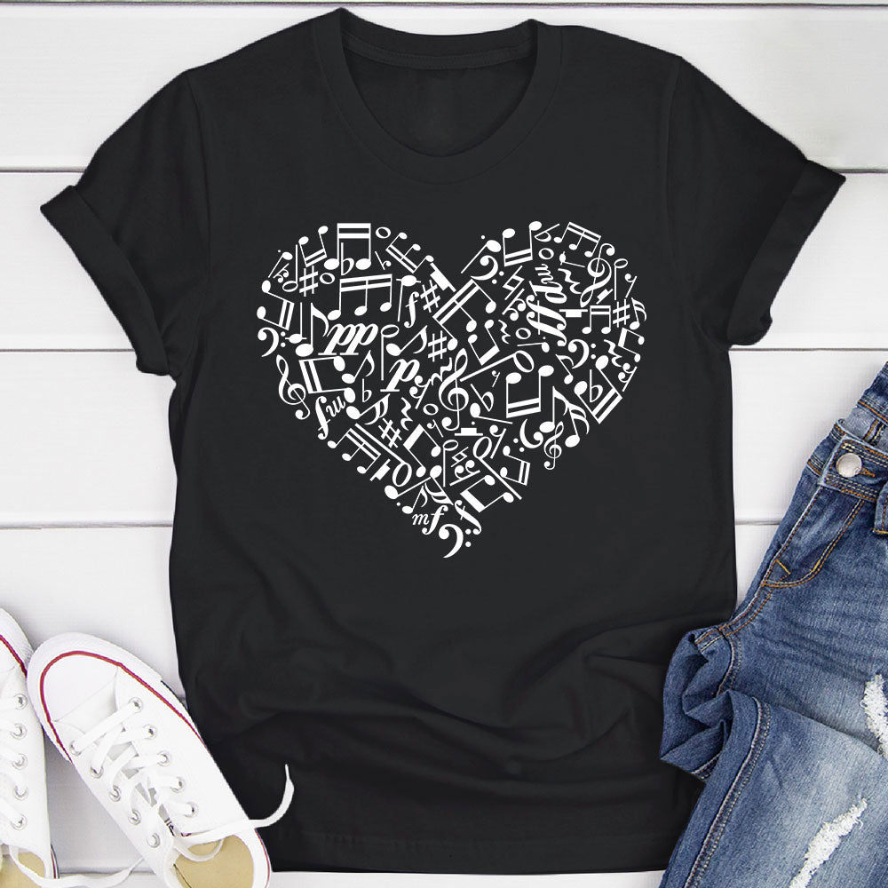 Heart Shape Music Notes T-Shirt