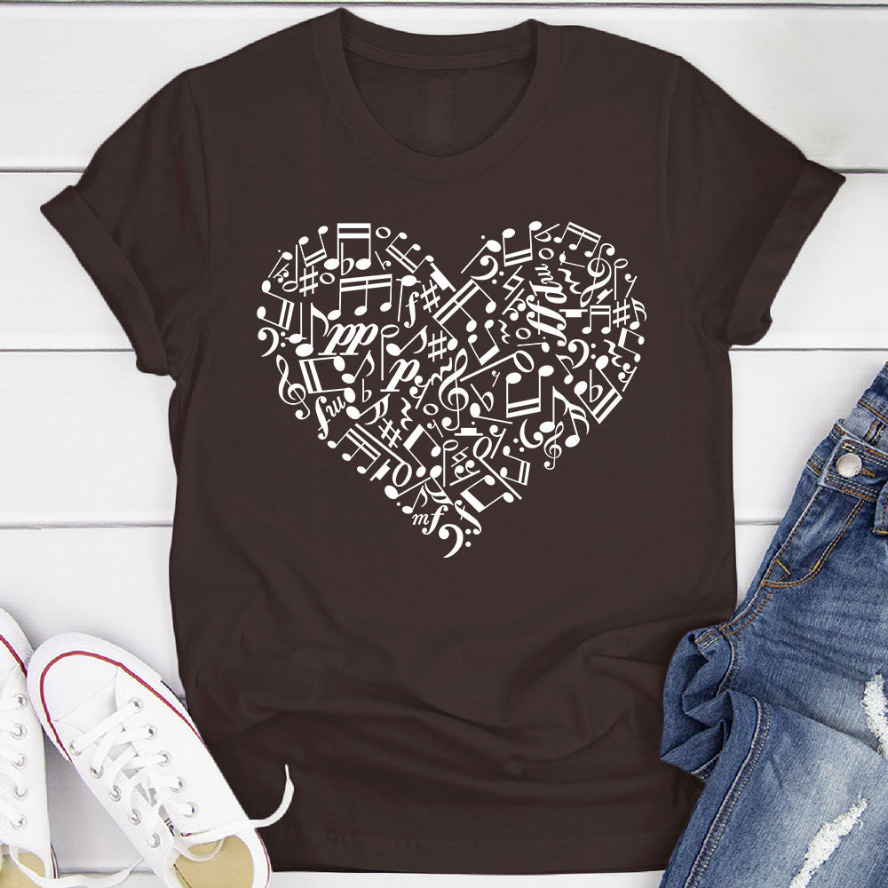 Heart Shape Music Notes T-Shirt