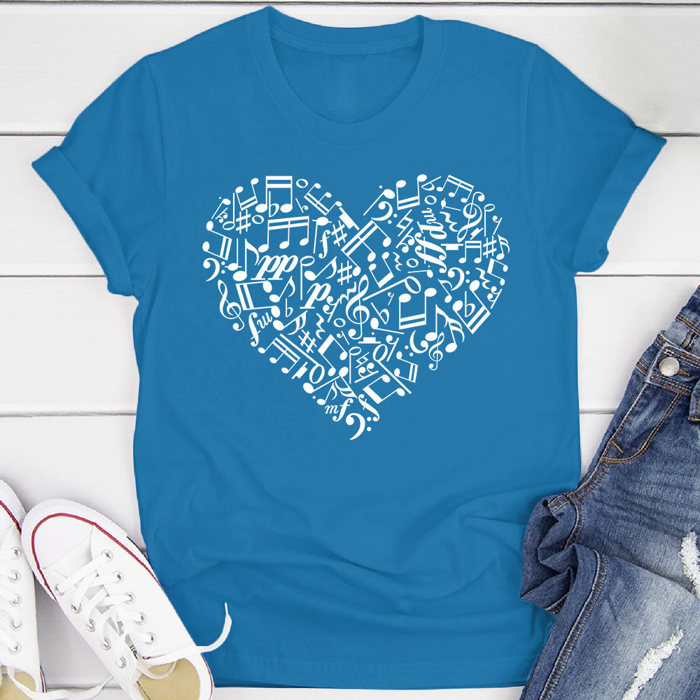 Heart Shape Music Notes T-Shirt