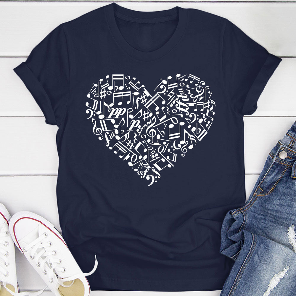 Heart Shape Music Notes T-Shirt