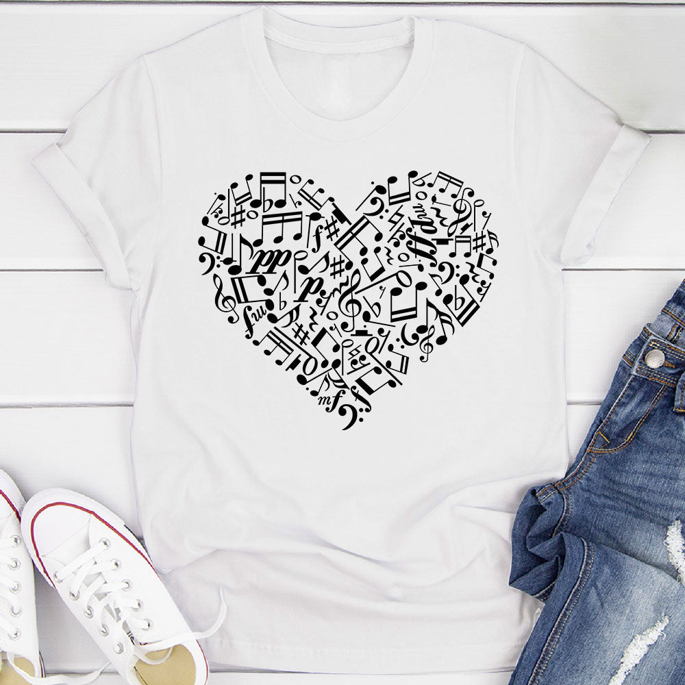 Heart Shape Music Notes T-Shirt