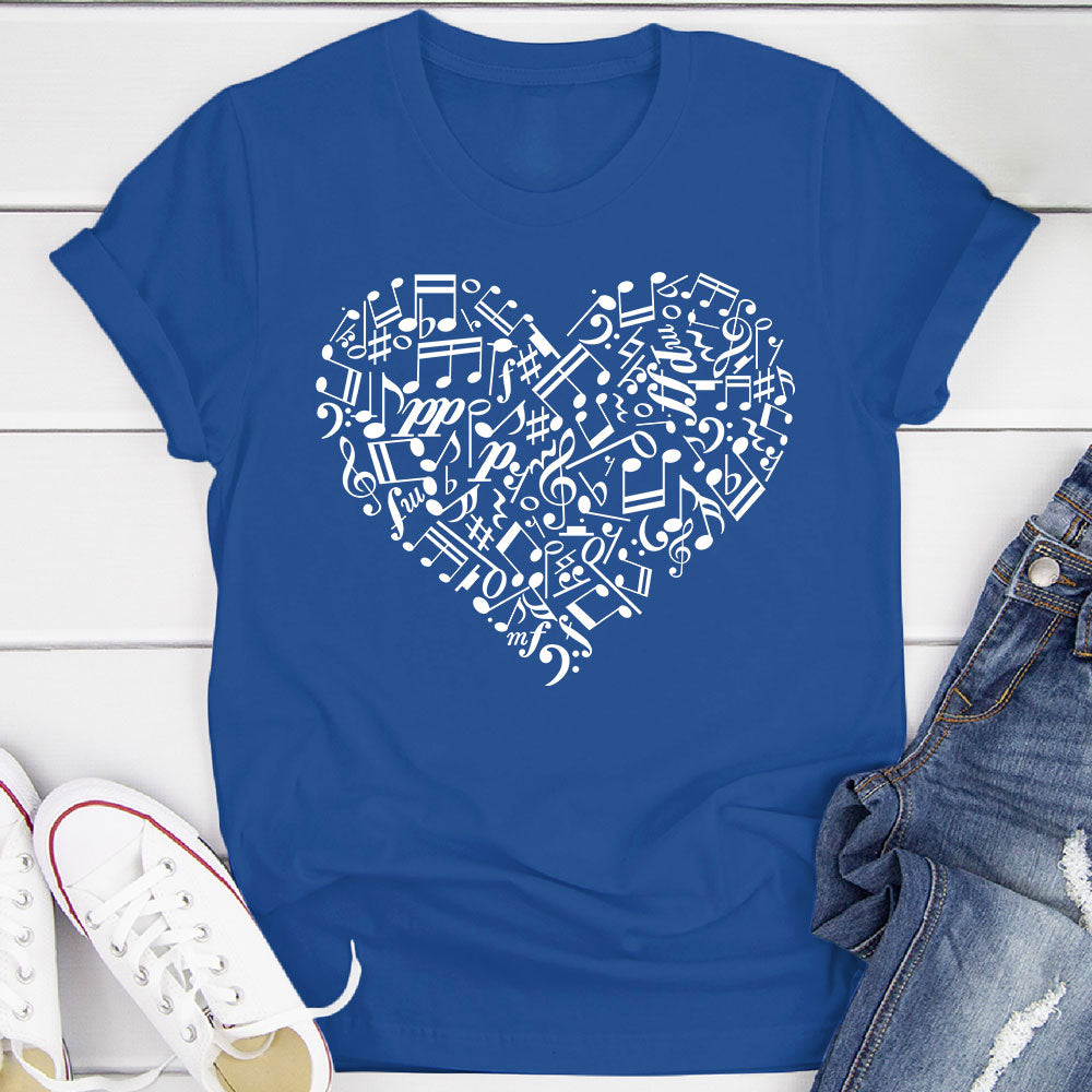 Heart Shape Music Notes T-Shirt