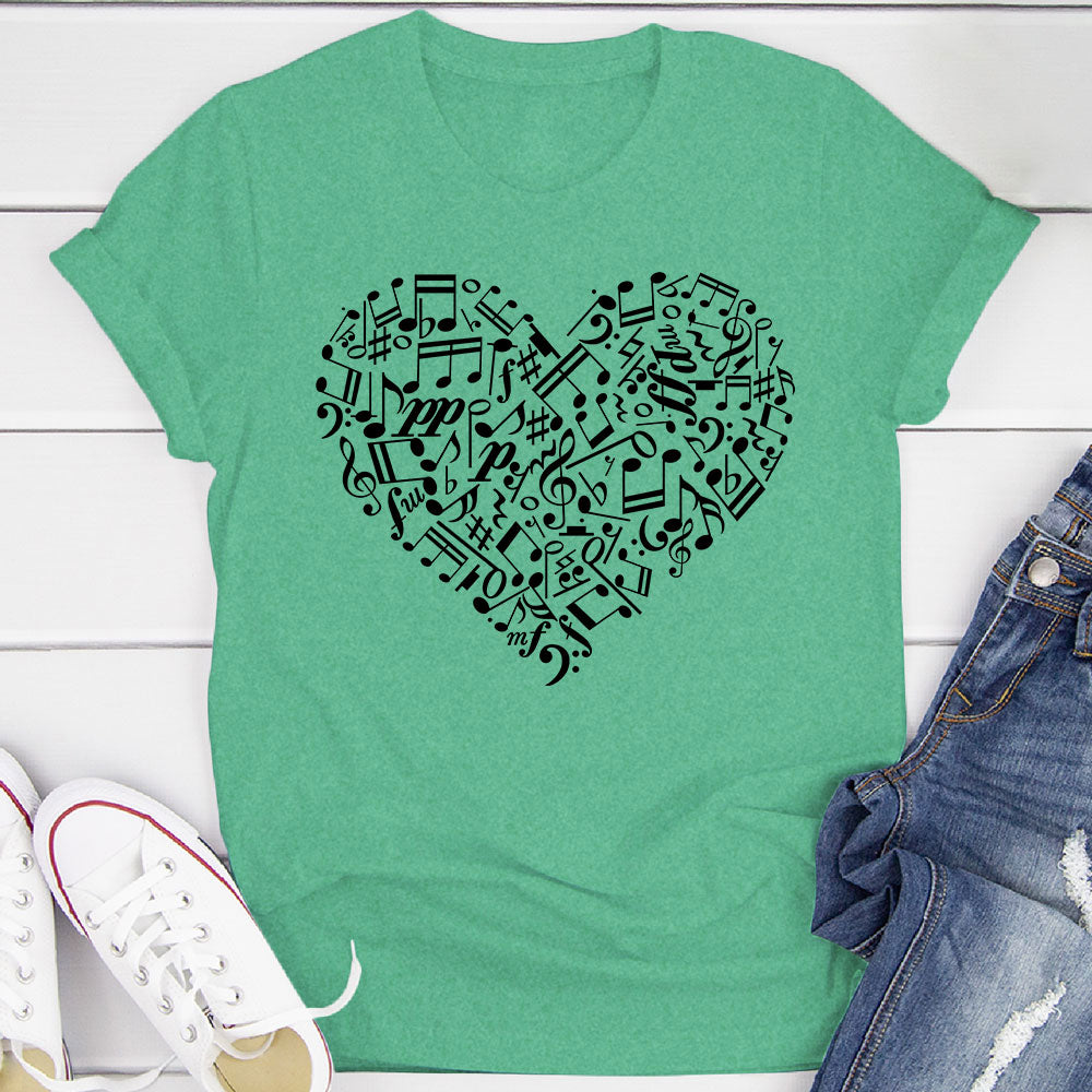 Heart Shape Music Notes T-Shirt