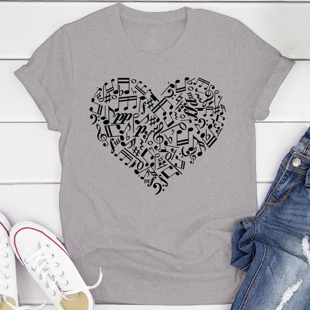 Heart Shape Music Notes T-Shirt
