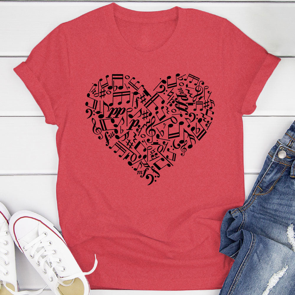 Heart Shape Music Notes T-Shirt