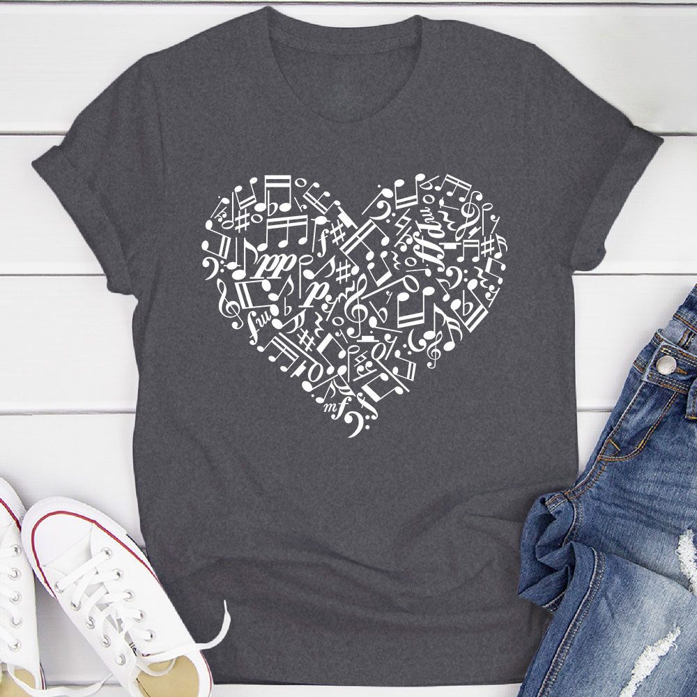 Heart Shape Music Notes T-Shirt