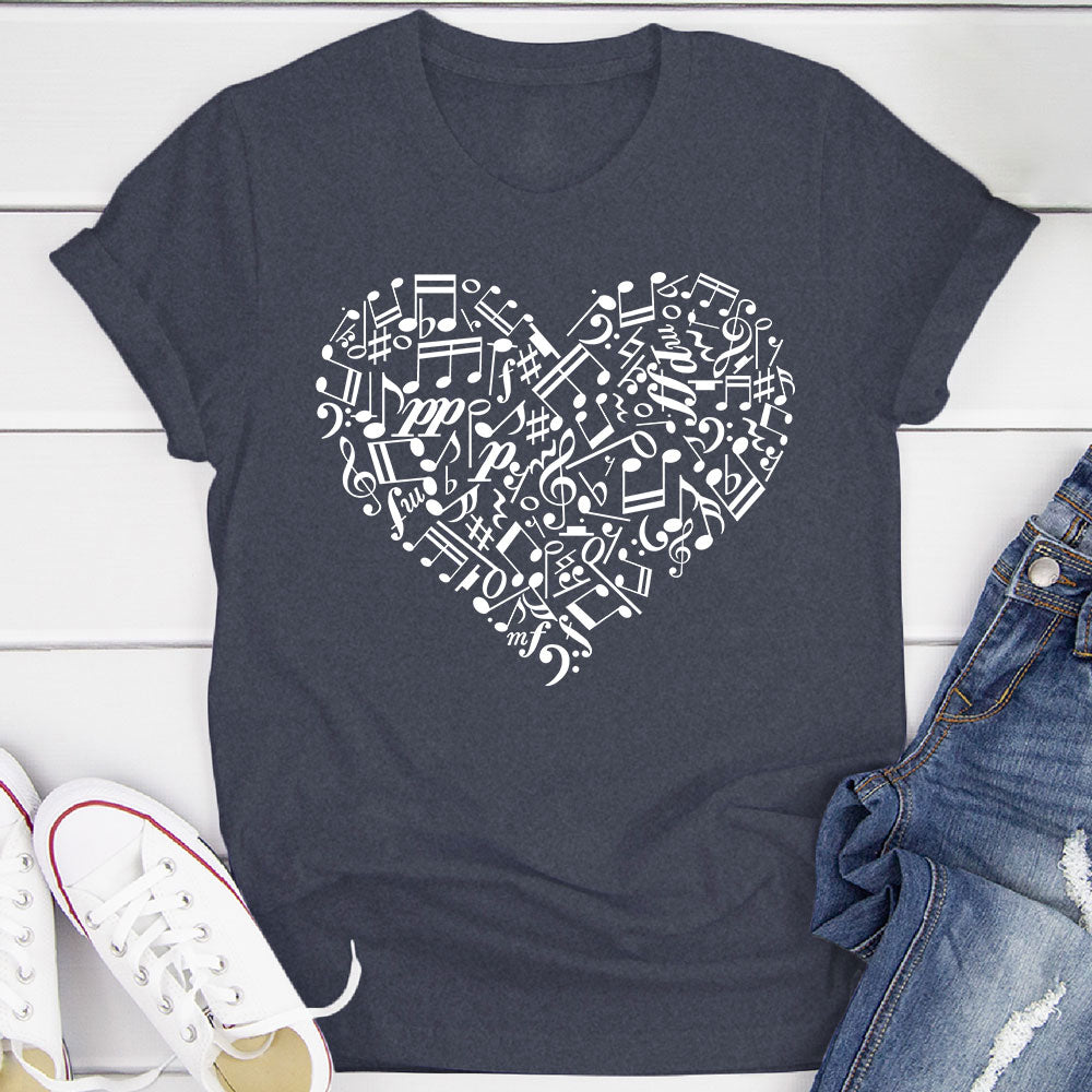 Heart Shape Music Notes T-Shirt