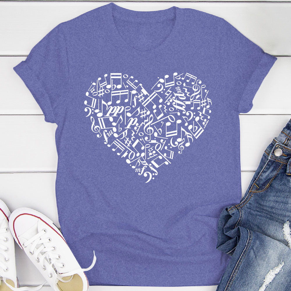 Heart Shape Music Notes T-Shirt