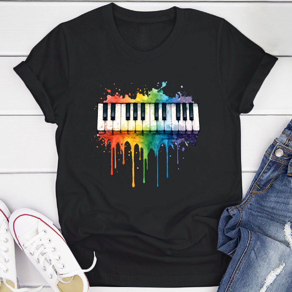 Rainbow Splash Piano Keyboard T-Shirt