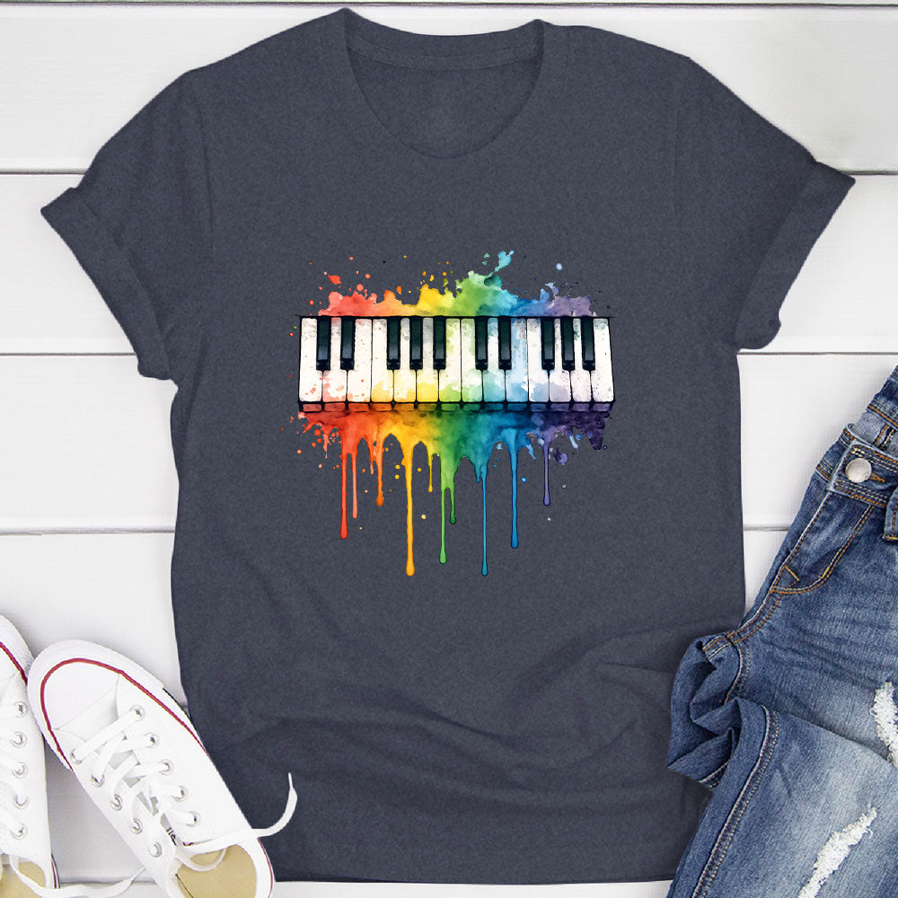 Rainbow Splash Piano Keyboard T-Shirt