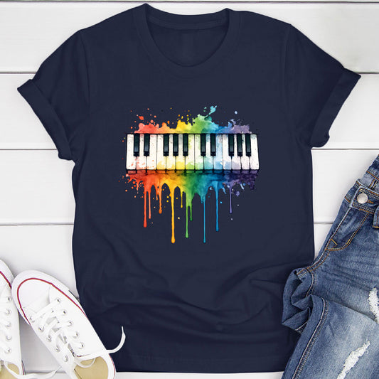 Rainbow Splash Piano Keyboard T-Shirt