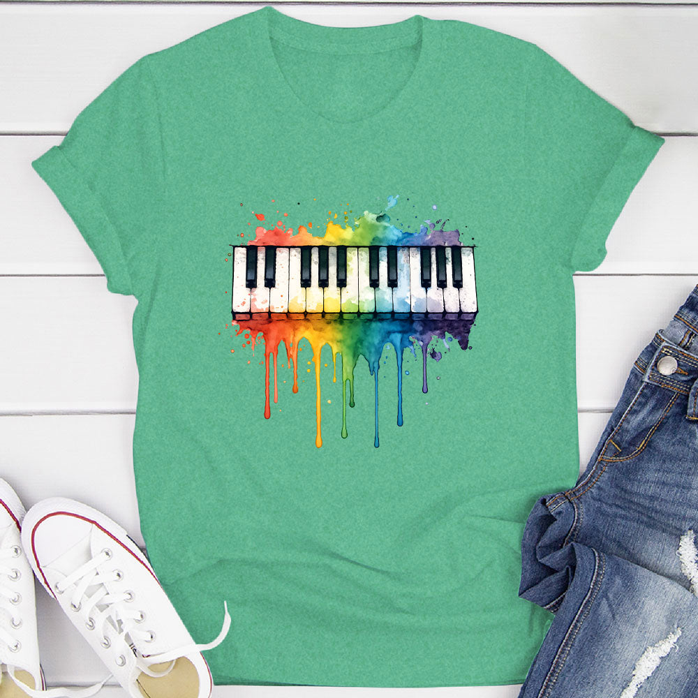 Rainbow Splash Piano Keyboard T-Shirt
