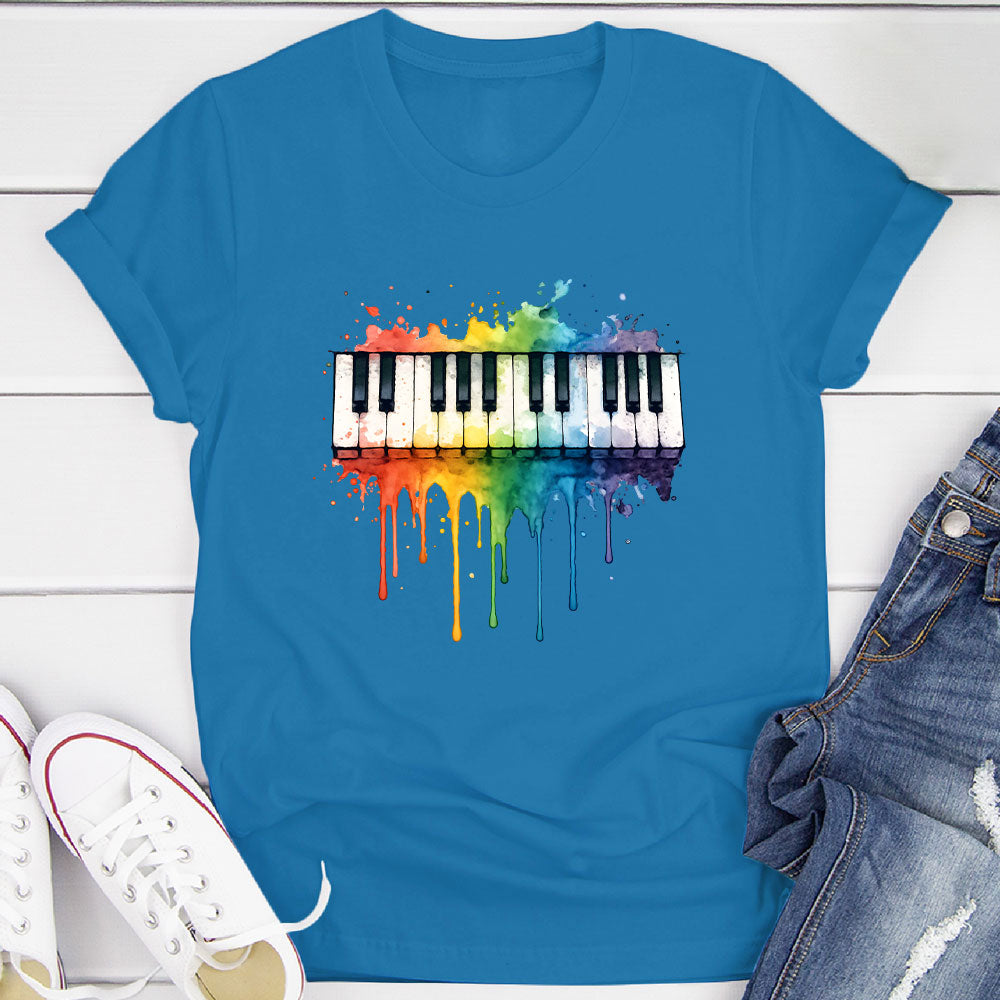 Rainbow Splash Piano Keyboard T-Shirt