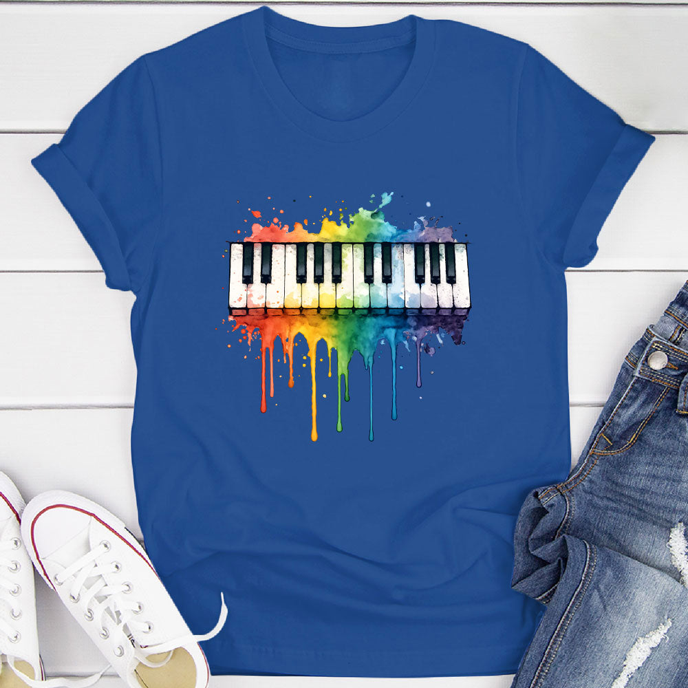 Rainbow Splash Piano Keyboard T-Shirt
