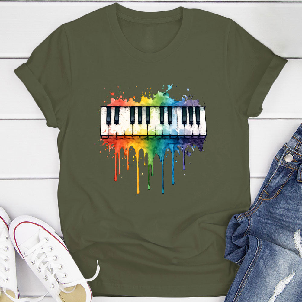 Rainbow Splash Piano Keyboard T-Shirt