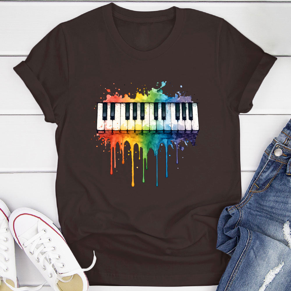 Rainbow Splash Piano Keyboard T-Shirt