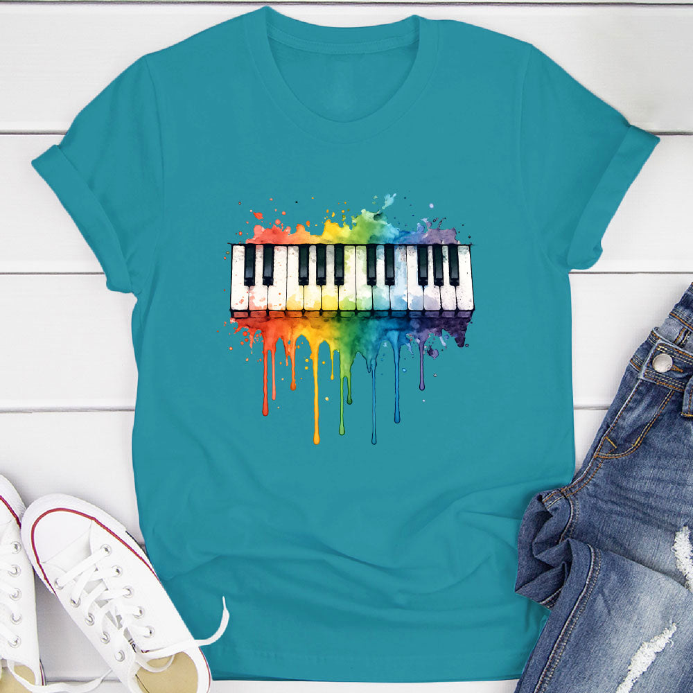 Rainbow Splash Piano Keyboard T-Shirt
