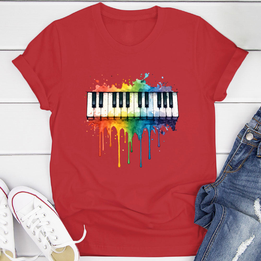 Rainbow Splash Piano Keyboard T-Shirt