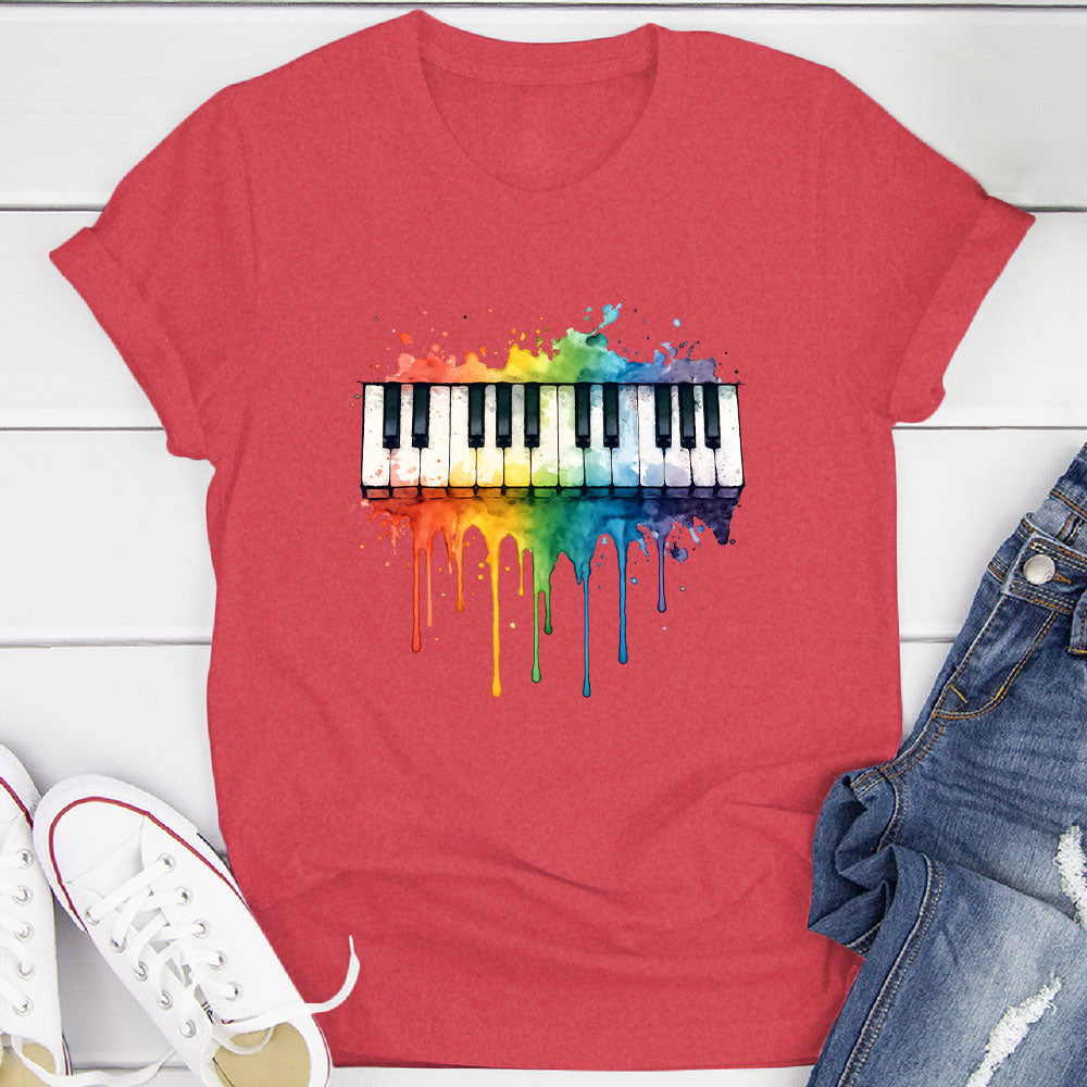 Rainbow Splash Piano Keyboard T-Shirt