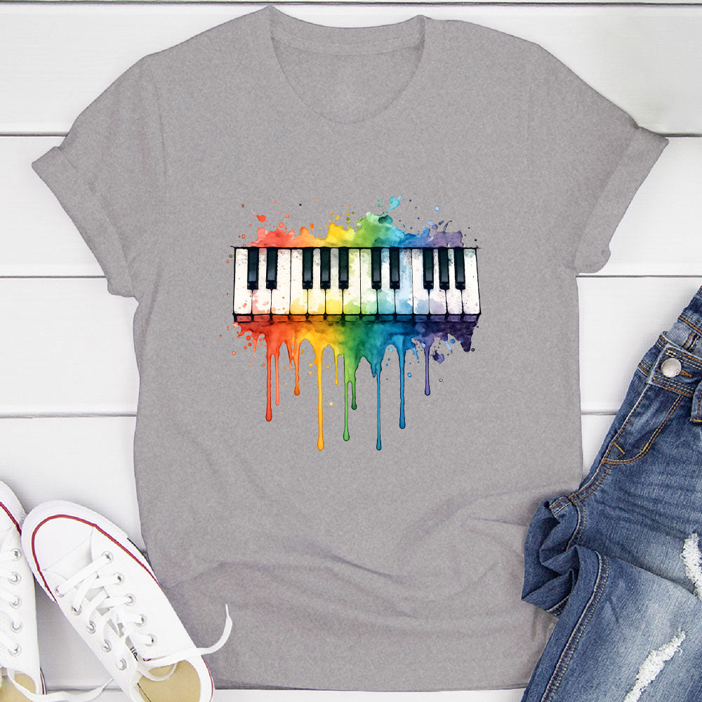 Rainbow Splash Piano Keyboard T-Shirt