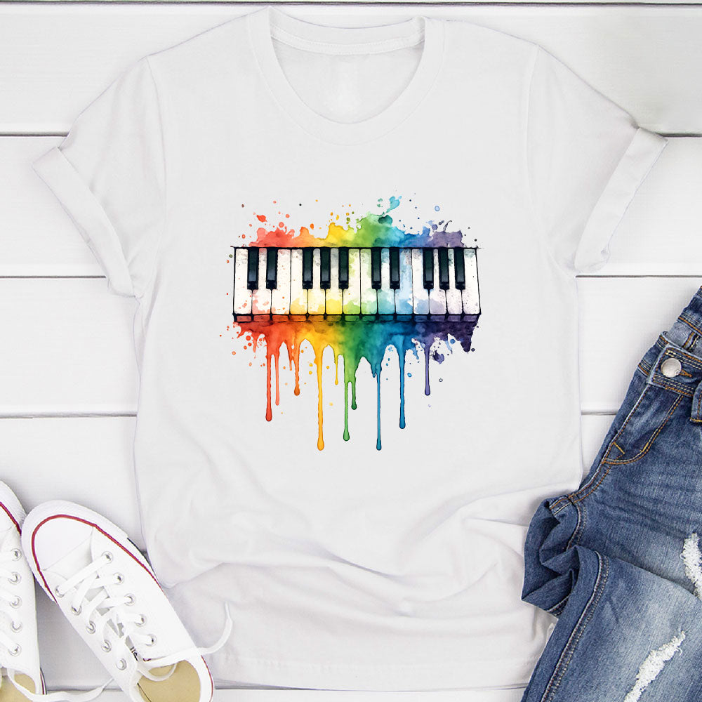 Rainbow Splash Piano Keyboard T-Shirt