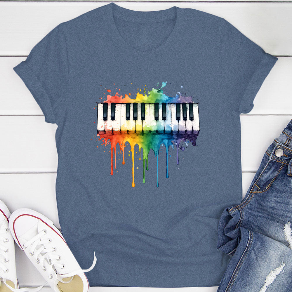 Rainbow Splash Piano Keyboard T-Shirt