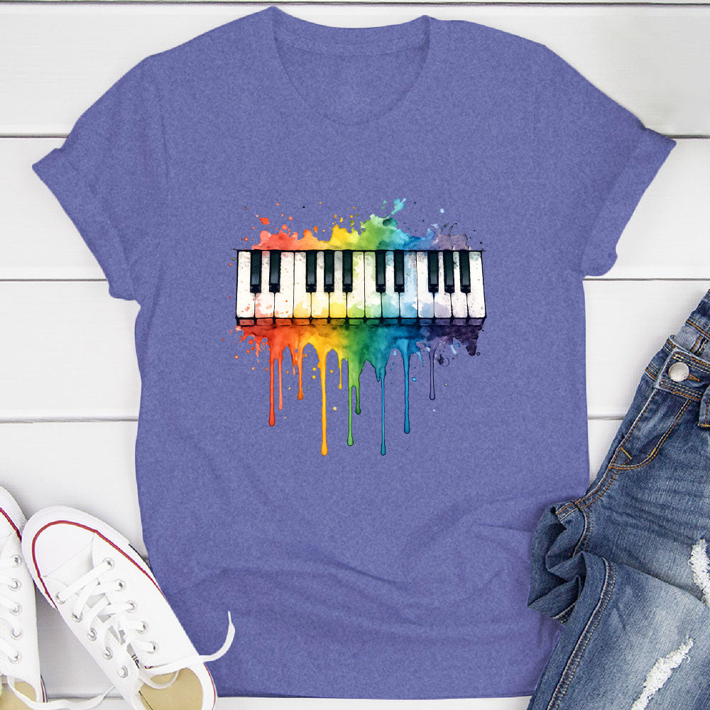 Rainbow Splash Piano Keyboard T-Shirt