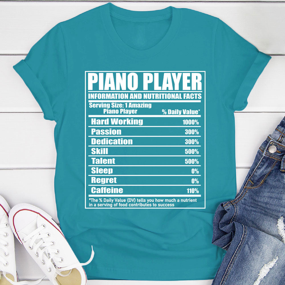Piano Player Nutritional Facts T-Shirt