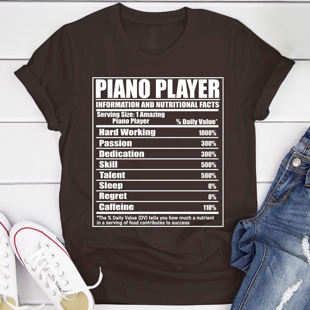 Piano Player Nutritional Facts T-Shirt