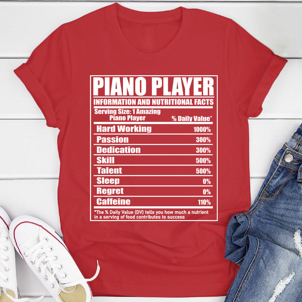 Piano Player Nutritional Facts T-Shirt