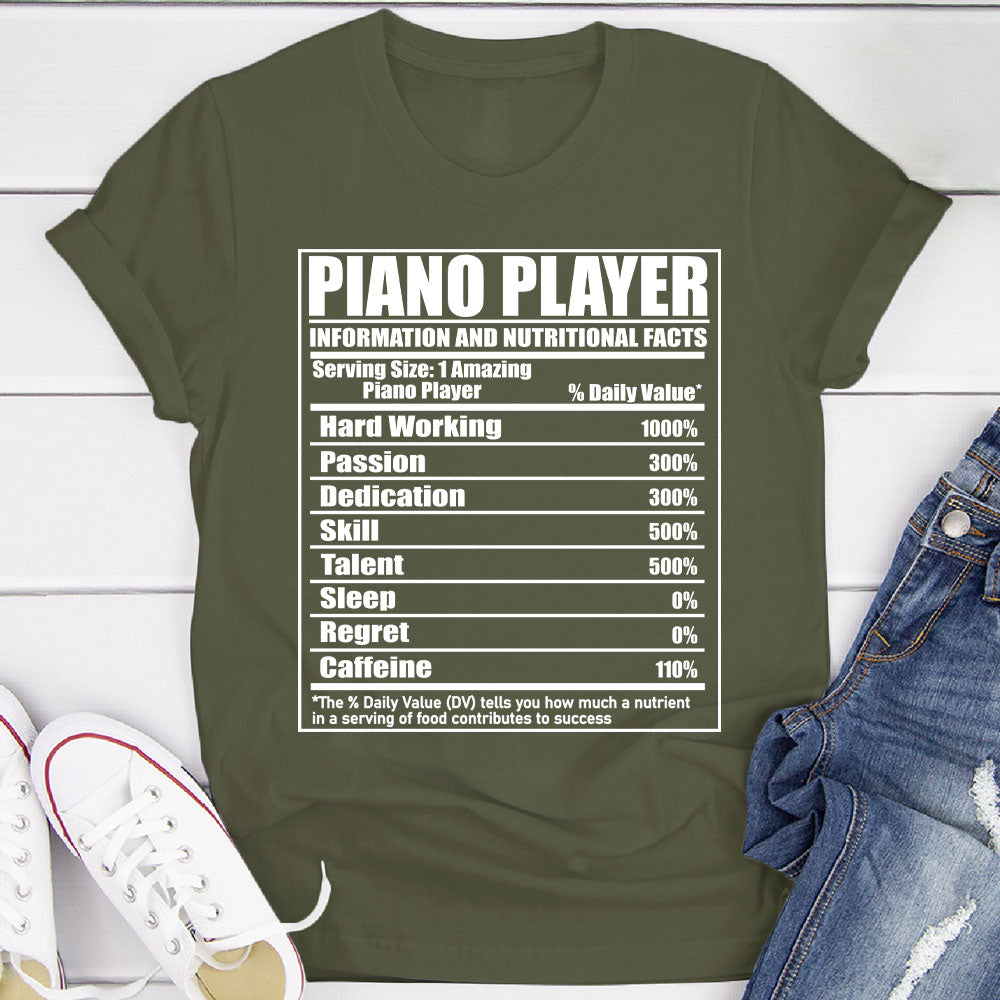 Piano Player Nutritional Facts T-Shirt