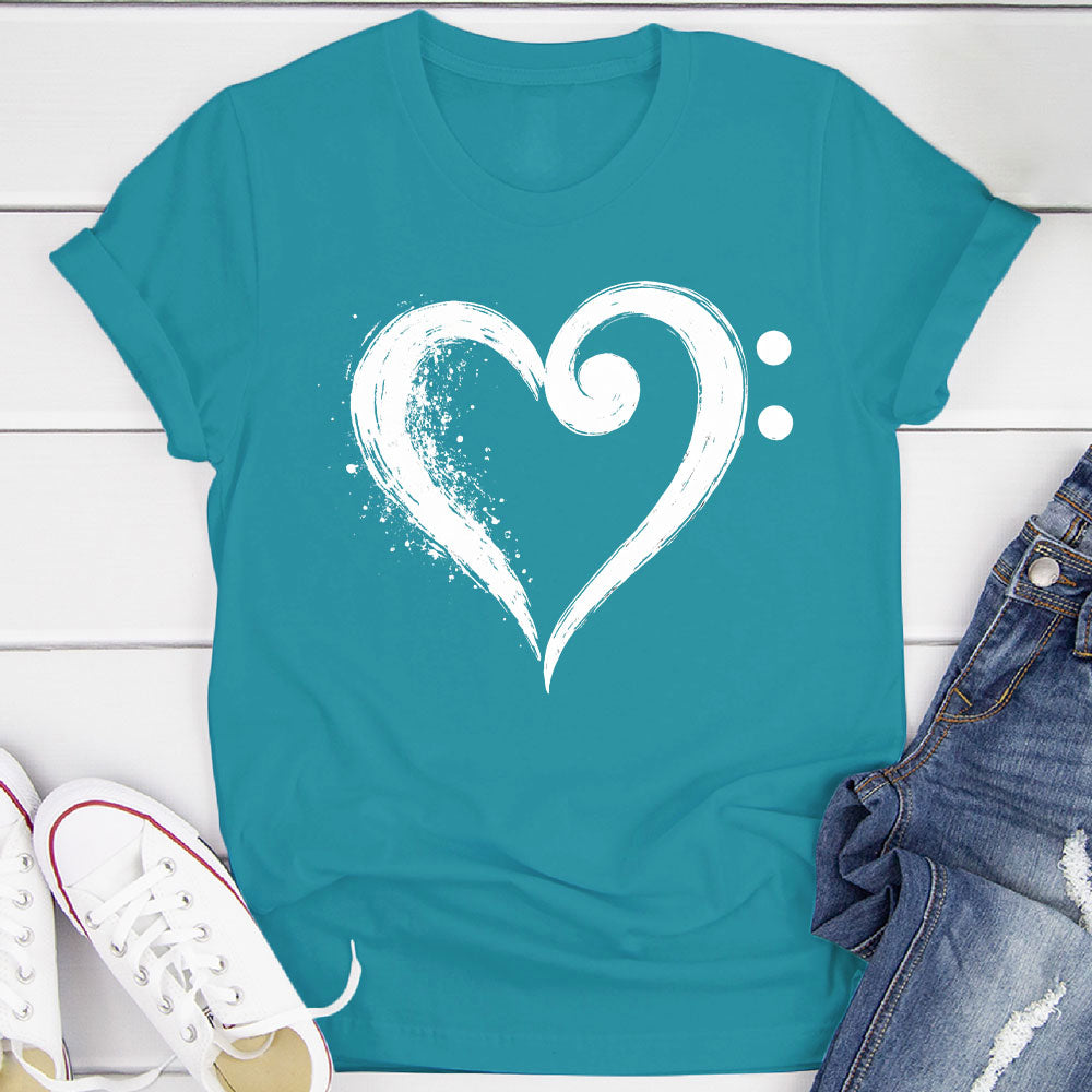 Bass Clef Fusion Heart T-Shirt
