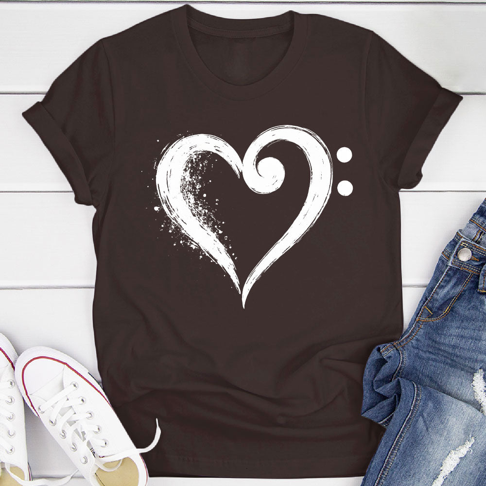 Bass Clef Fusion Heart T-Shirt