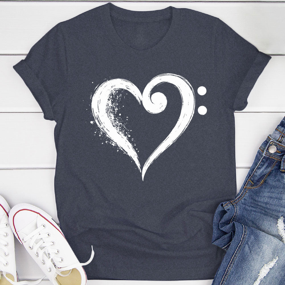 Bass Clef Fusion Heart T-Shirt