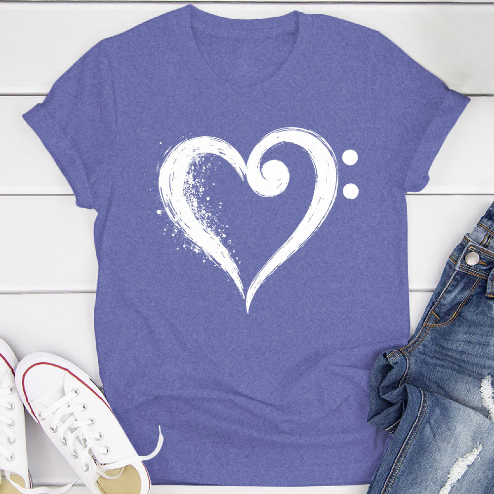 Bass Clef Fusion Heart T-Shirt