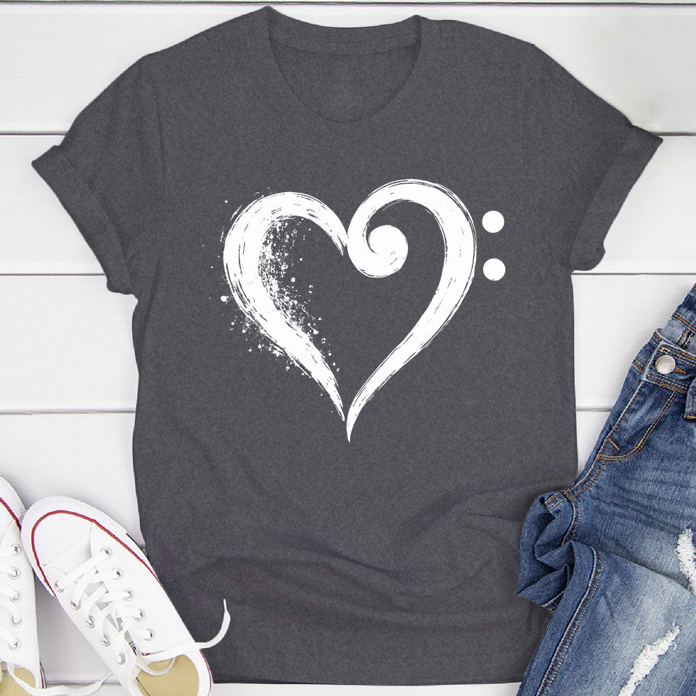 Bass Clef Fusion Heart T-Shirt